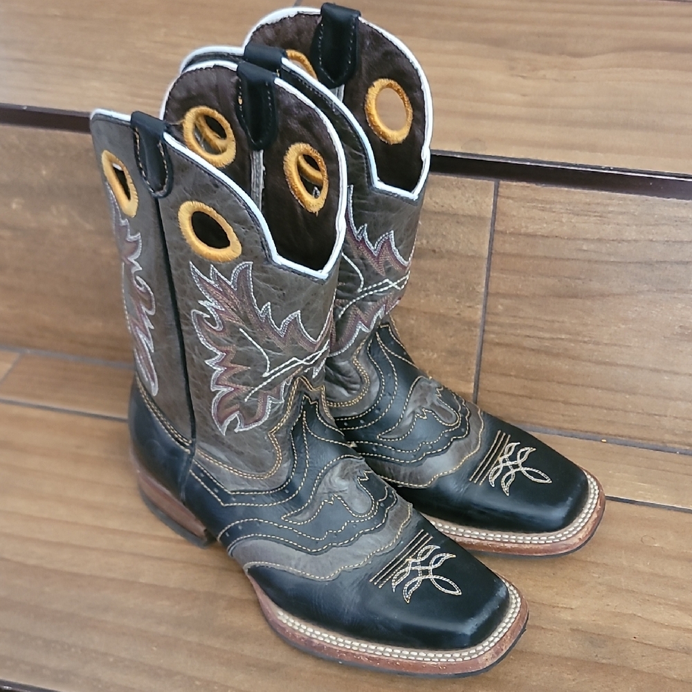 Brown and Black Western Cowboy Boots